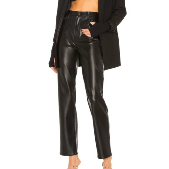 Pistola Revolve Cassie Super High Straight Leg Black Vegan Leather Pants 30 - Picture 7 of 7
